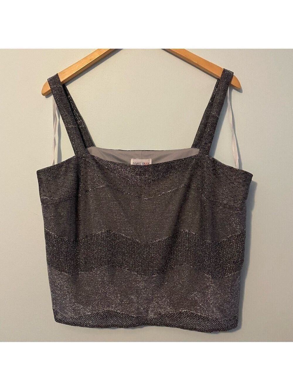 Dress Savvy Metallic Silver Blouse Large